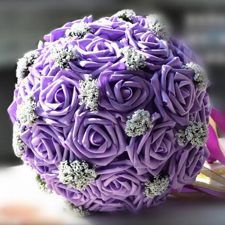 Bride Holding Flowers Romantic Wedding Colorful Bride 's Bouquet Red Pink Blue And Purple Bridal - V.I.P Digital Presence
