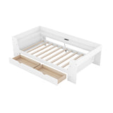 Upholstered Daybed with Trundle, Wood Slat Support,Upholstered Frame Sofa Bed Twin Blue - V.I.P Digital Presence