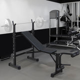 Banco de pesas olímpico con set de press de banca con soporte para sentadillas y banco para entrenamiento de cuerpo completo en el gimnasio en casa
