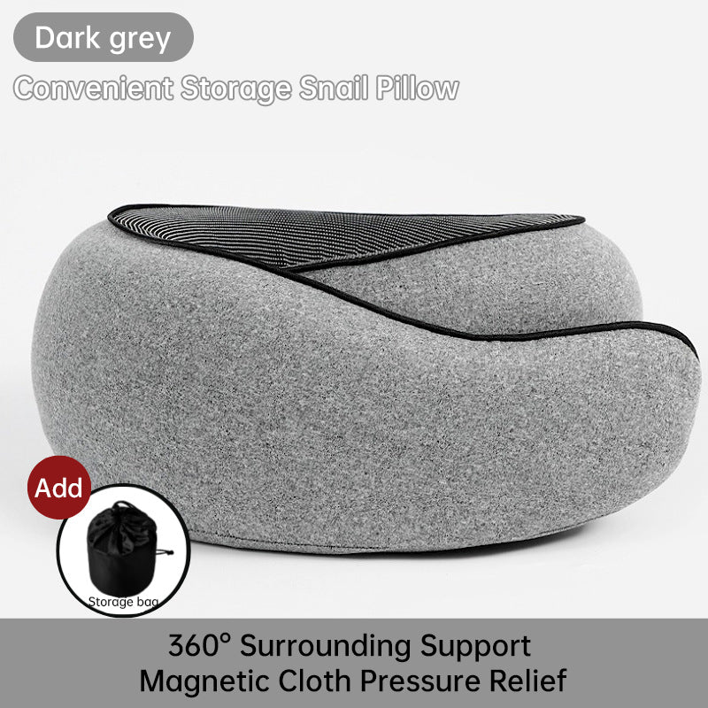 Travel Neck Pillow Memory Foam U-shaped Pillow Snail Style Travel Neck Support Portable Adjustable Soft Noon Break Sleep Pillows - V.I.P Digital Presence