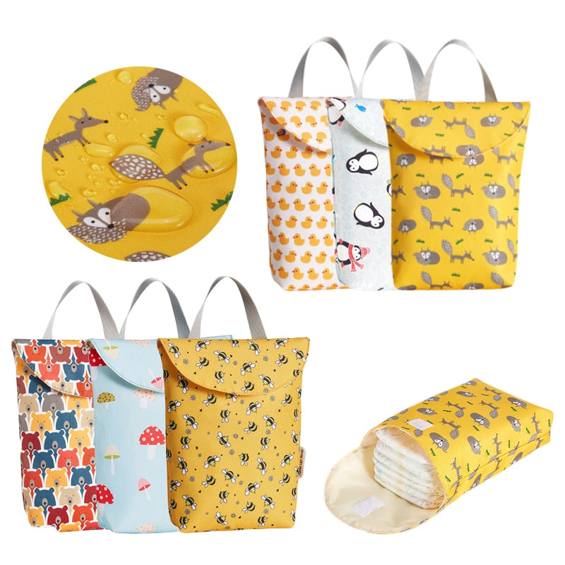 Bolsas de pañales multifuncionales para bebé, reutilizables, a la moda, impermeables, organizador de pañales, portátil, de gran capacidad, para momia