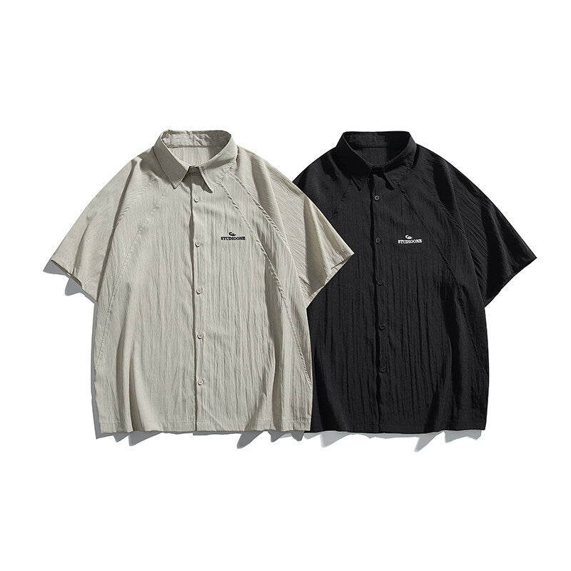 Pocket embroidery workwear short sleeved shirt men's and women's loose half sleeved shirt - V.I.P Digital Presence