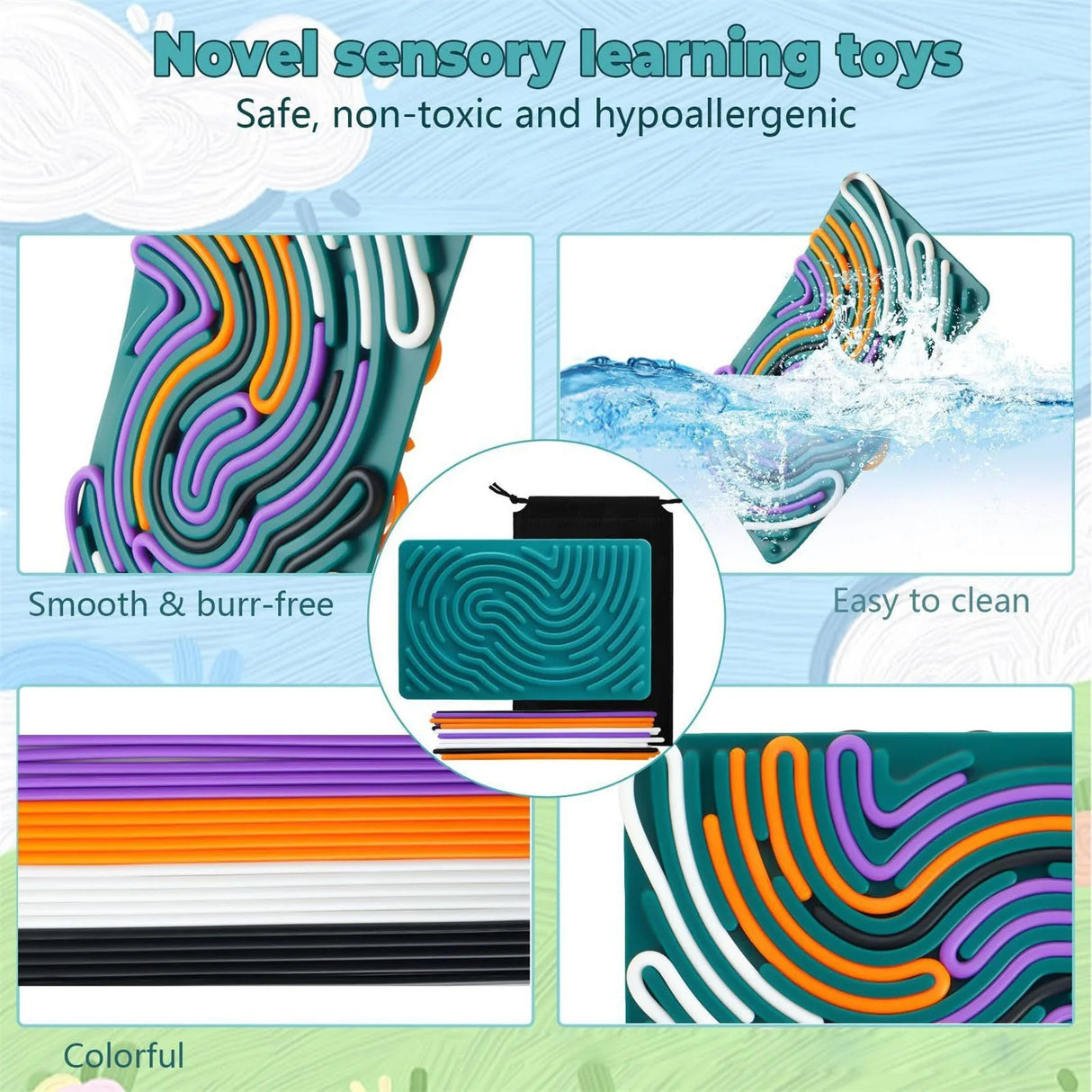 Sensory Activity Board, Silicone Calm Down Toy, Stress, Silent, Mindfulness For Kids 3+ Anxiety Relief, Sensory Board - V.I.P Digital Presence