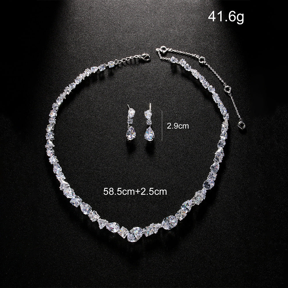 Simple necklace earring set bride's wedding jewelry set fashionable and versatile accessories - V.I.P Digital Presence