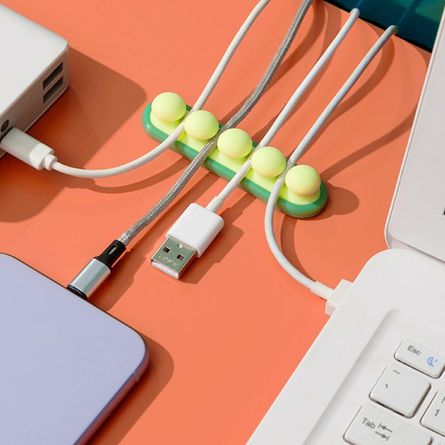 Desktop wall self-adhesive wire winding device cartoon pea wire fixing device - V.I.P Digital Presence