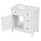 30" Bathroom Vanity with Sink Top, Bathroom Vanity Cabinet with Door and Two Drawers, Solid Wood Frame, One Package, White - V.I.P Digital Presence