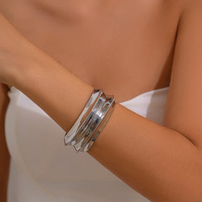 Ins exaggerated metal texture wide face bracelet with irregular personality for women Bracelet multi-layer - V.I.P Digital Presence