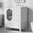 30" Bathroom Vanity with Sink, Bathroom Vanity Cabinet with Three Drawers and Door, Solid Wood and MDF, White - V.I.P Digital Presence