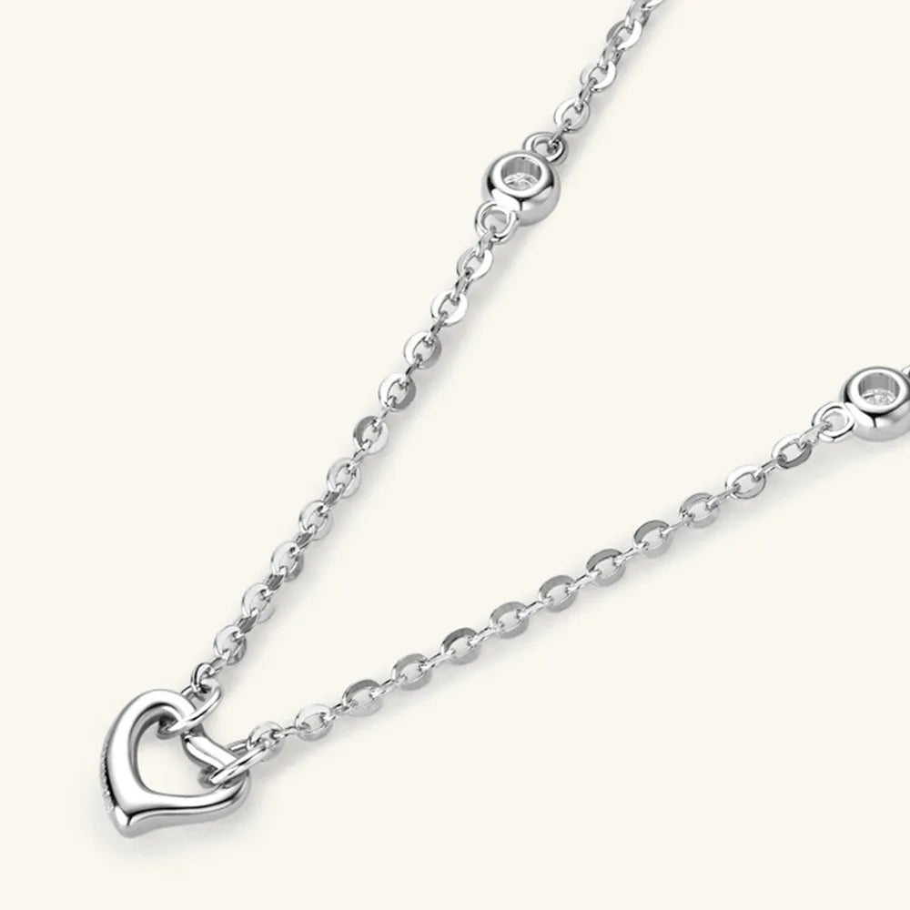 Moissanite 925 Sterling Silver Heart Necklace - V.I.P Digital Presence