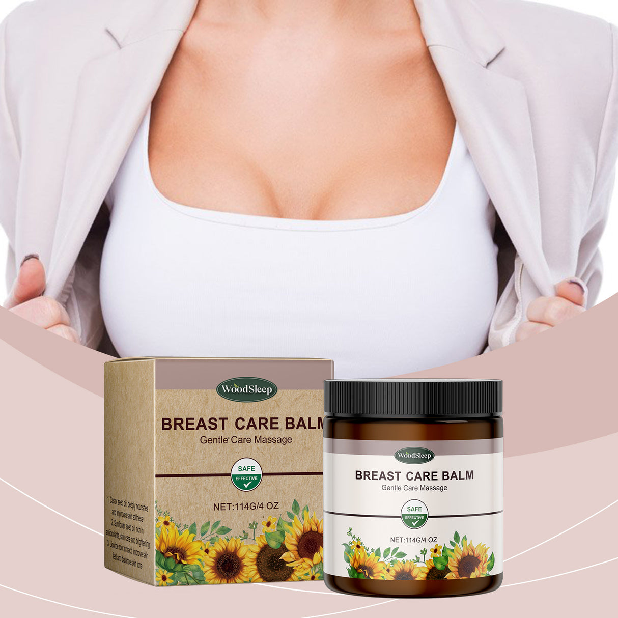 Crema herbal para el cuidado del pecho con ingredientes suaves, hidratante y reparadora diaria.
