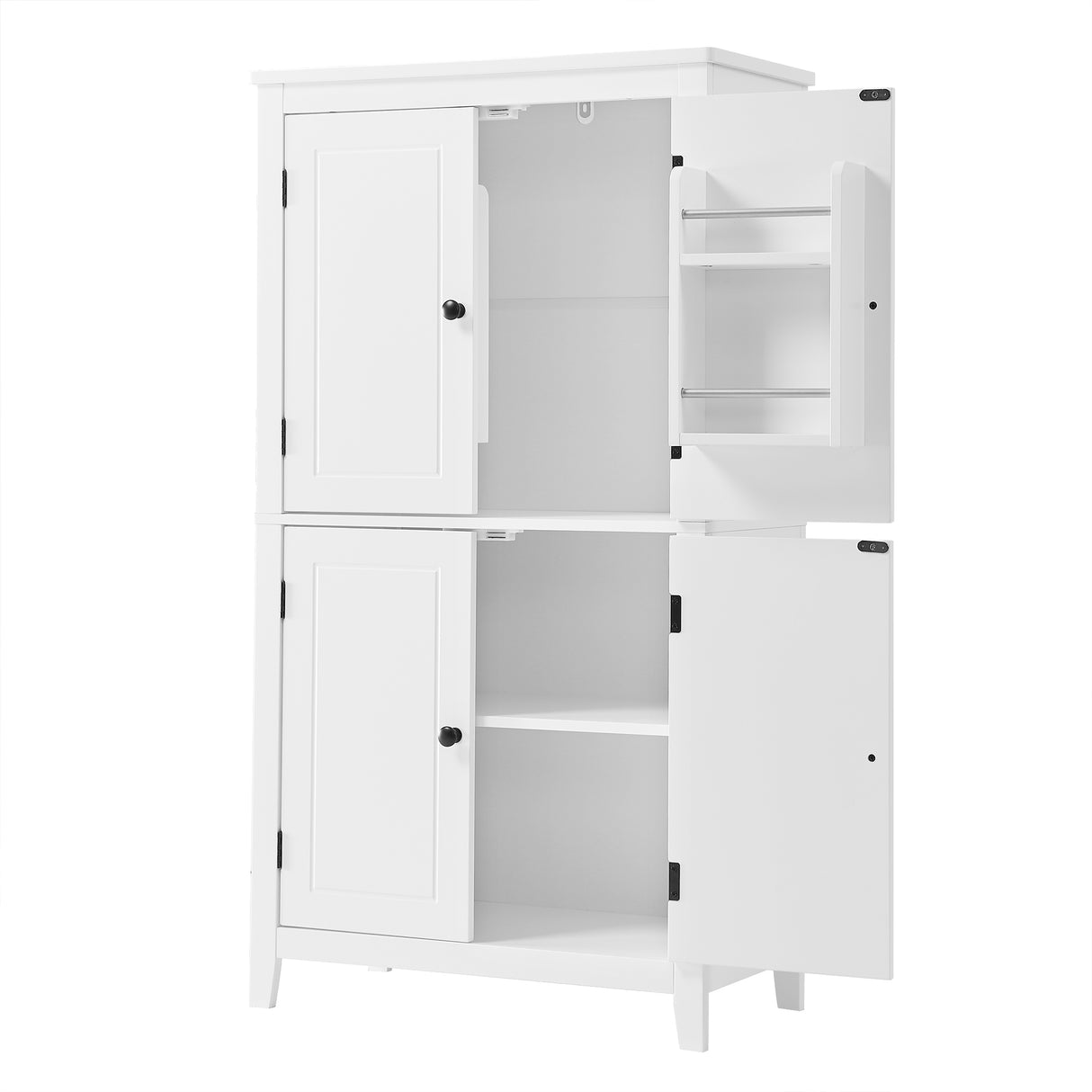 Bathroom floor storage cabinet, bathroom storage unit, 4-door independent cabinet, adjustable shelf, adaptive shelf, white - V.I.P Digital Presence