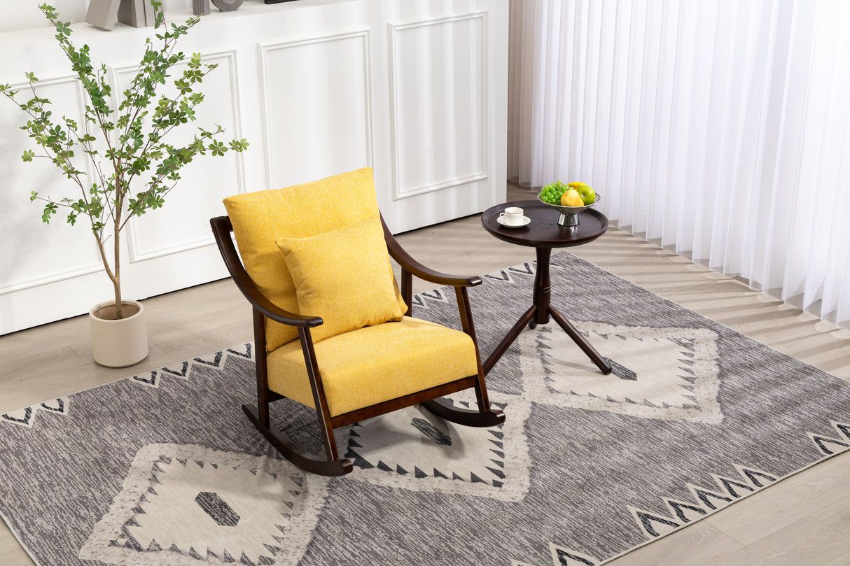 woven fabric Mid Century Modern Accent Chairs Comfy Upholstered Glider Arm Chair with Solid Wood for Living Room Bedroom Balcony - V.I.P Digital Presence