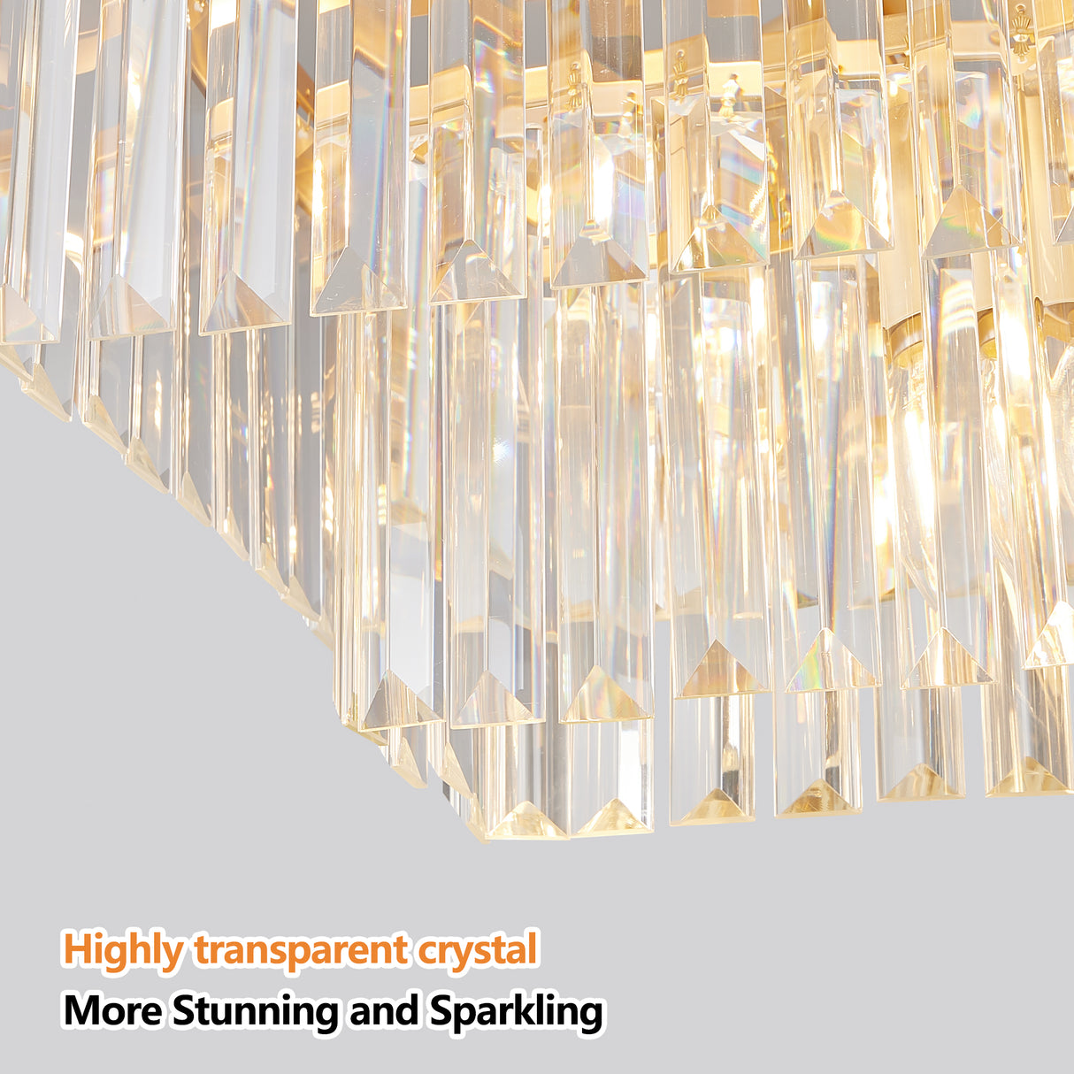 Chandeliers,Rectangular Crystal Chandelier Adjustable,E12 Modern Industrial Crystal Lights (Bulb Not Included) - V.I.P Digital Presence