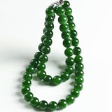 Hetian Biyu necklace, spinach green jade necklace, round bead style, Taiwan green jade necklace - V.I.P Digital Presence