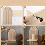 Bohemian style wooden arched wall hanging double layered candlestick vase suitable for decorating living room and bedroom walls - V.I.P Digital Presence