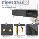 Modern Shoe Storage Bench with Hidden Storage and Upholstered Cushions for Bedside, Living Room and Entryway (Gray) - V.I.P Digital Presence
