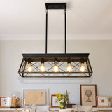 5-Light Farmhouse Chandeliers for Dining Room Metal Rustic Pendant Island Light  Modern Rectangular Island Lights (No Bulbs)