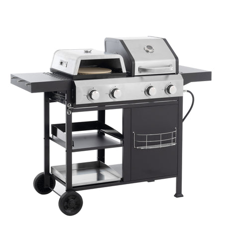 2+2 multifunctional gas barbecue grill and covered grill combination for outdoor cooking - barbecue, barbecue, pizza. - V.I.P Digital Presence