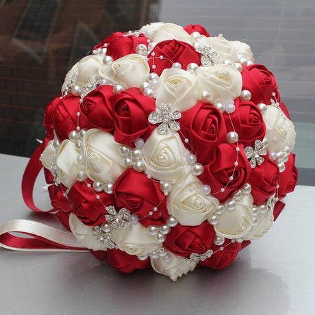 WifeLai-A Ramos De Novia Burgundy Artificial Flower Bridesmaid Wedding Bouquet - V.I.P Digital Presence