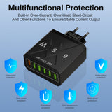 Cargador de teléfono móvil estándar coreano de carga rápida de 65 W, cargador de viaje con cabezal de carga rápida multipuerto de 6 USB 