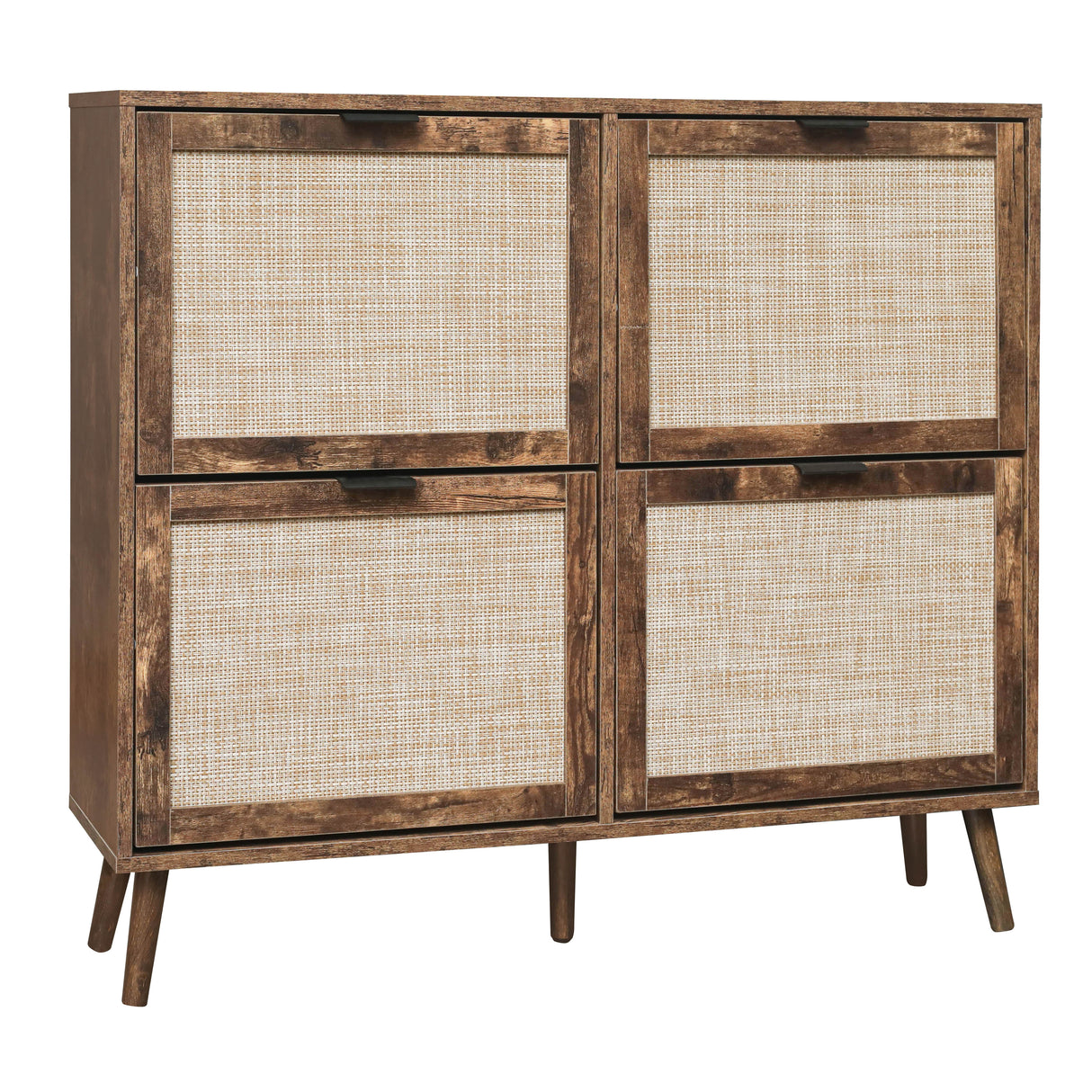 4 Door Shoe Rack, Freestanding Modern Shoe Storage Cabinet, for Entryway - V.I.P Digital Presence