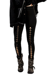 Black Grommet Lace Up Front Leggings - V.I.P Digital Presence