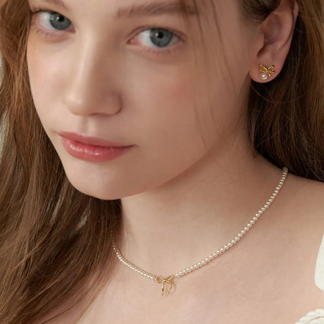Copper Pearls Bow Necklace - V.I.P Digital Presence