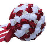 WifeLai-A Ramos De Novia Burgundy Artificial Flower Bridesmaid Wedding Bouquet - V.I.P Digital Presence