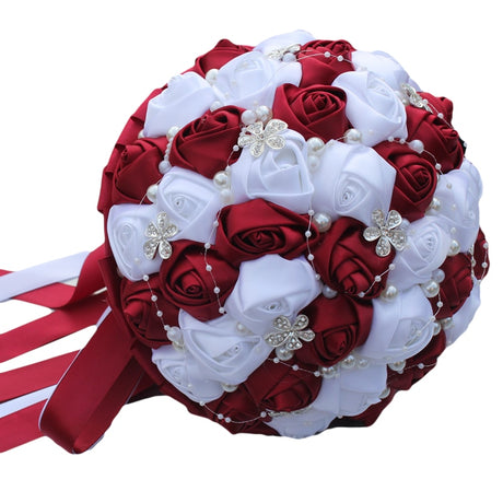 WifeLai-A Ramos De Novia Burgundy Artificial Flower Bridesmaid Wedding Bouquet - V.I.P Digital Presence