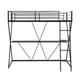 Twin Size Loft Bed with Desk Ladder and Full-Length Guardrails  X-Shaped Frame Black