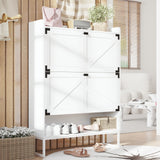 Shoe Cabinet with 2 Flip Drawers,Shoe Storage Cabinet for Entryway,Freestanding Shoe Cabinet Organizer with Open Storage White - V.I.P Digital Presence