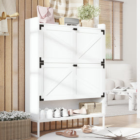 Shoe Cabinet with 2 Flip Drawers,Shoe Storage Cabinet for Entryway,Freestanding Shoe Cabinet Organizer with Open Storage White - V.I.P Digital Presence