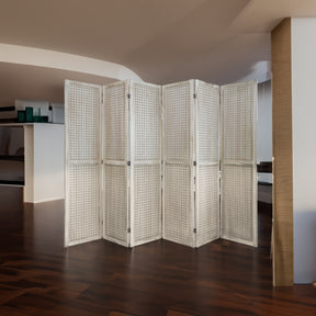 6-panel room divider, 5.6-foot nail board display wooden room divider, folding privacy screen room divider, natural wood - V.I.P Digital Presence