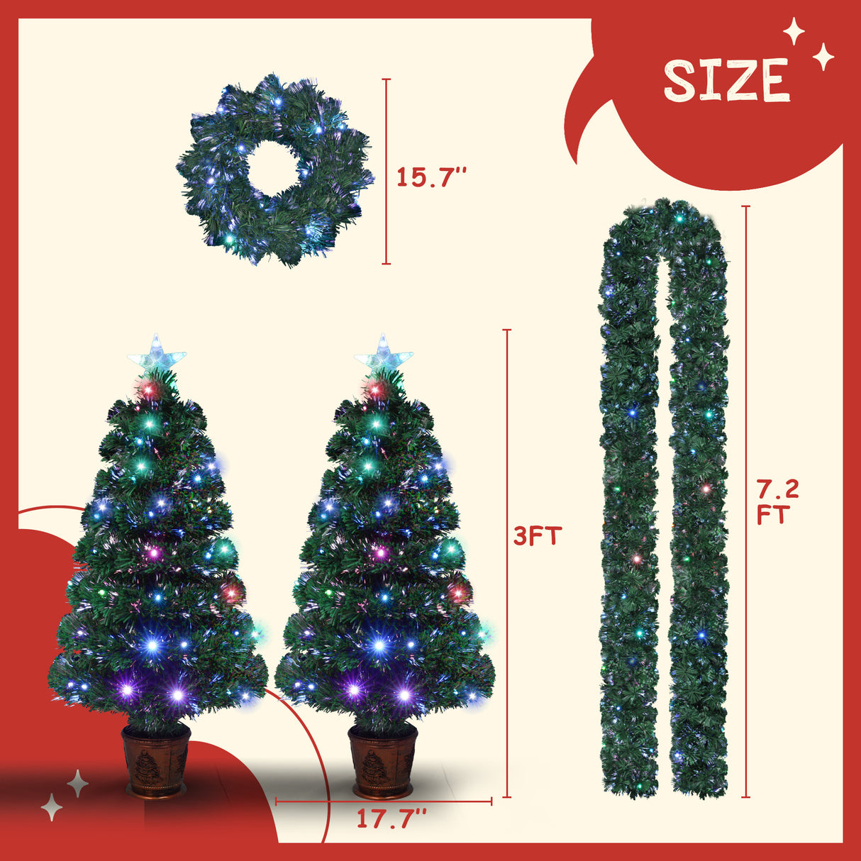 4-piece Christmas artificial tree set, Christmas wreath, wreath and 2 colored light entrance trees, PVC holiday celebration set - V.I.P Digital Presence