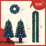 4-piece Christmas artificial tree set, Christmas wreath, wreath and 2 colored light entrance trees, PVC holiday celebration set - V.I.P Digital Presence