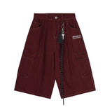 High Street American Style Workwear Cargo Shorts for Men with Topstitching Design and Metal Accessories, Multi-Pocket Denim Shorts - V.I.P Digital Presence
