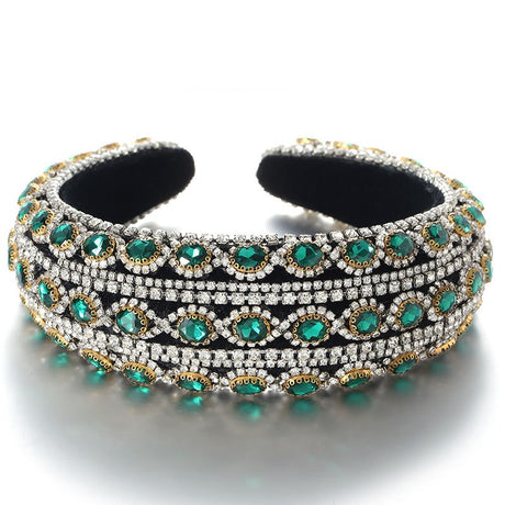 Heavy craftsmanship Baroque crystal headband with retro glass inlaid diamond hair accessories - V.I.P Digital Presence