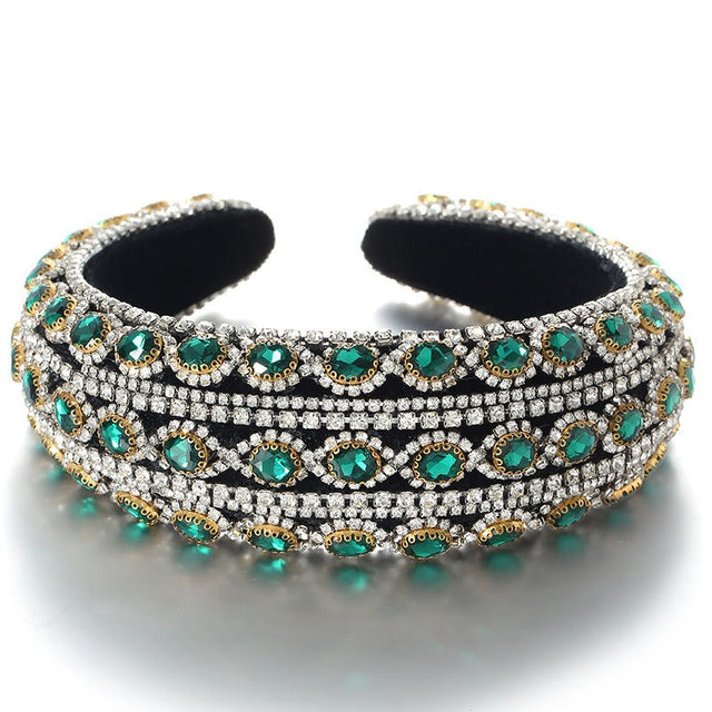 Heavy craftsmanship Baroque crystal headband with retro glass inlaid diamond hair accessories - V.I.P Digital Presence