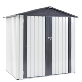 XWT014 Garden Metal Storage Shed Gray White 6x4x6ft outdoor storing tools Rainproof Hinge door version - V.I.P Digital Presence