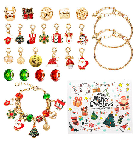 DIY creative children's bracelet jewelry 24-grid calendar Christmas holiday surprise blind box silver set - V.I.P Digital Presence