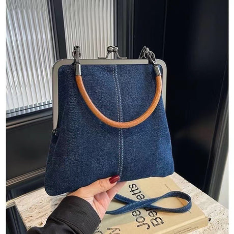 Small handbag women's handbag handmade denim splicing hand-held crossbody bag single shoulder bag small shoulder bag - V.I.P Digital Presence
