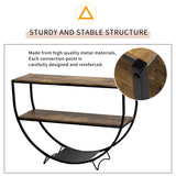 TREXM Rustic Industrial Design Demilune Shape Textured Metal Distressed Wood Console Table (Distressed Brown) - V.I.P Digital Presence
