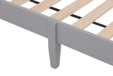 Twin Bed with Column-Decoration Headboard, with Bed Slats,Grey - V.I.P Digital Presence