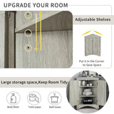 Oak Triangle Bathroom Storage Cabinet with Adjustable Shelves, Freestanding Floor Cabinet for Home Kitchen - V.I.P Digital Presence