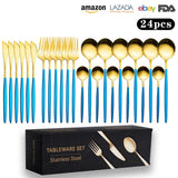Cutlery Set Stainless Steel Knife Fork Set 24-Piece Tableware Set Golden Steak Knife Fork Spoon 6-Person Set - V.I.P Digital Presence