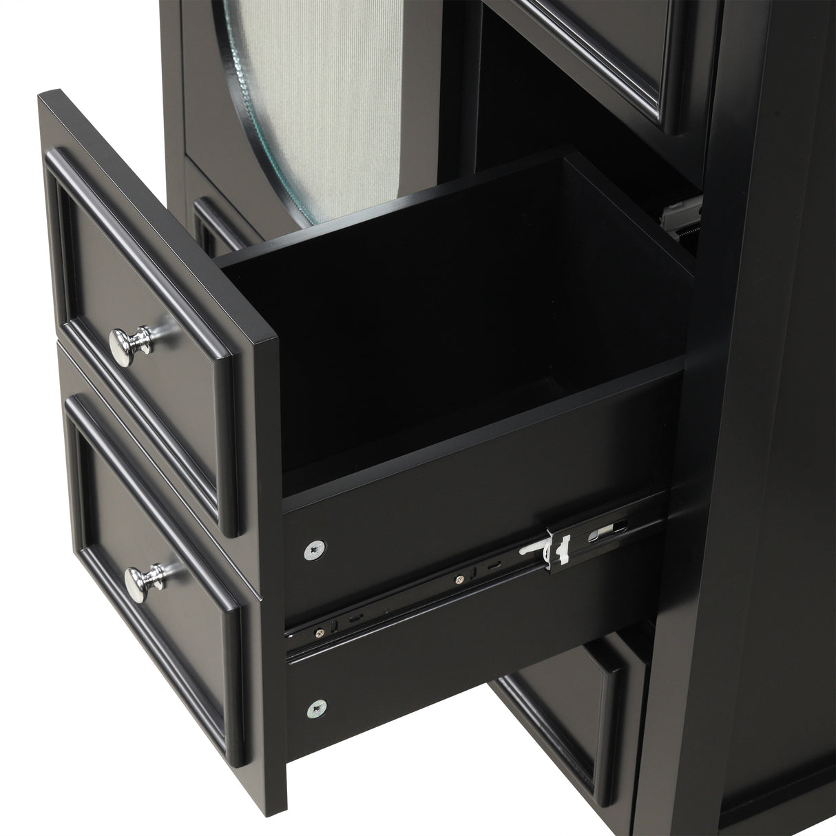 30" Bathroom Vanity with Sink, Bathroom Vanity Cabinet with Three Drawers and Door, Solid Wood and MDF, Black - V.I.P Digital Presence