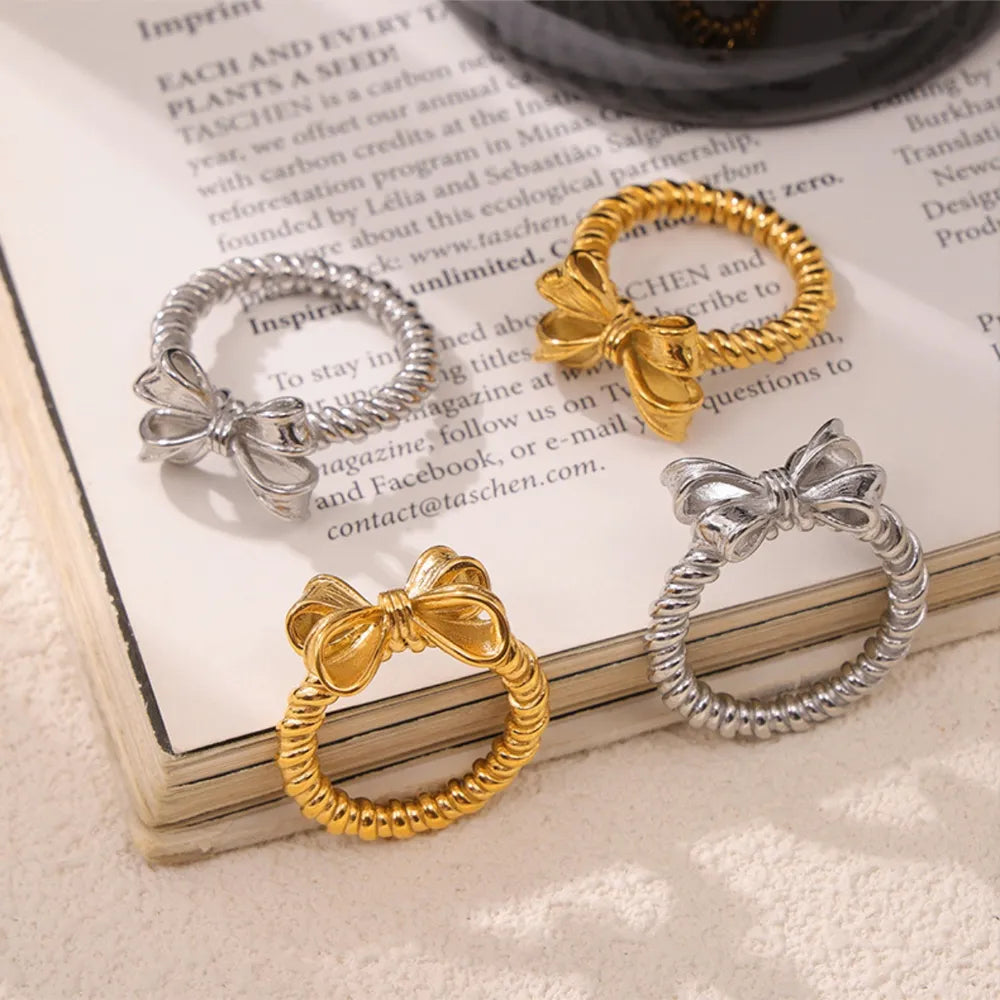 Twisted Titanium Steel Bow Ring - V.I.P Digital Presence