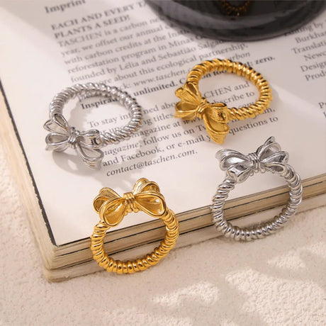Twisted Titanium Steel Bow Ring - V.I.P Digital Presence