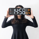 13/16 Inches Large LED Digital Wall Clock ,Wall Mounted Remote Control Temperature Date Week Display Timer Dual Alarm Clock - V.I.P Digital Presence