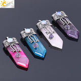 CSJA Vintage Large Natural Stone Sword-Shaped Pendant Jewelry Striped Crystal Agate Tiger Eye Jewelry Pendant Without Chain - V.I.P Digital Presence